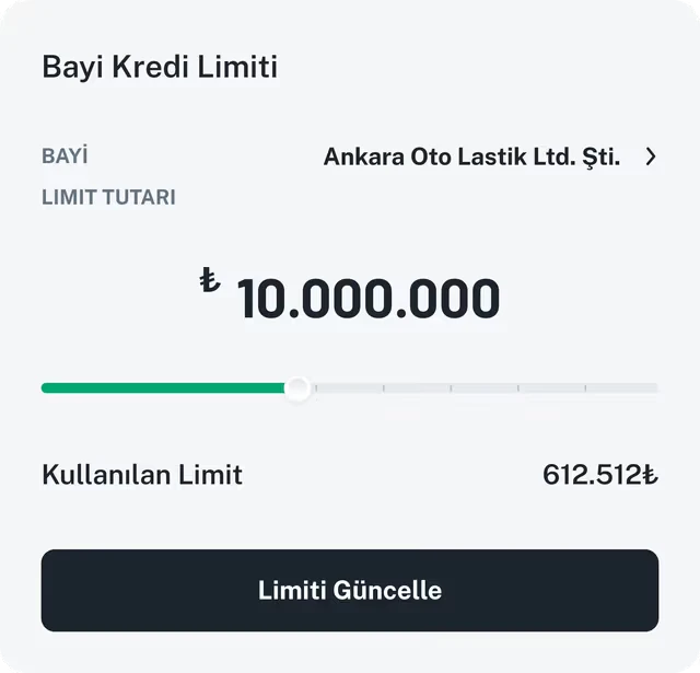 Bayi limit kartı
