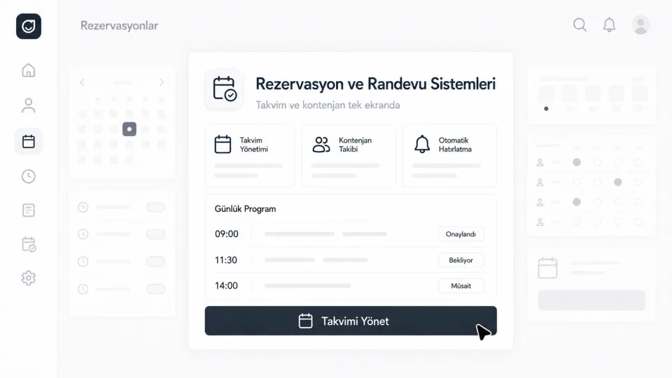 Rezervasyon ekranı: takvim yönetimi, kontenjan takibi ve saat saat günlük program